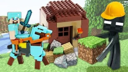 Майнкрафт видео сборник - Стив Minecraft Lego строит Дом и ищет Сокровища! - Игры битвы онлайн